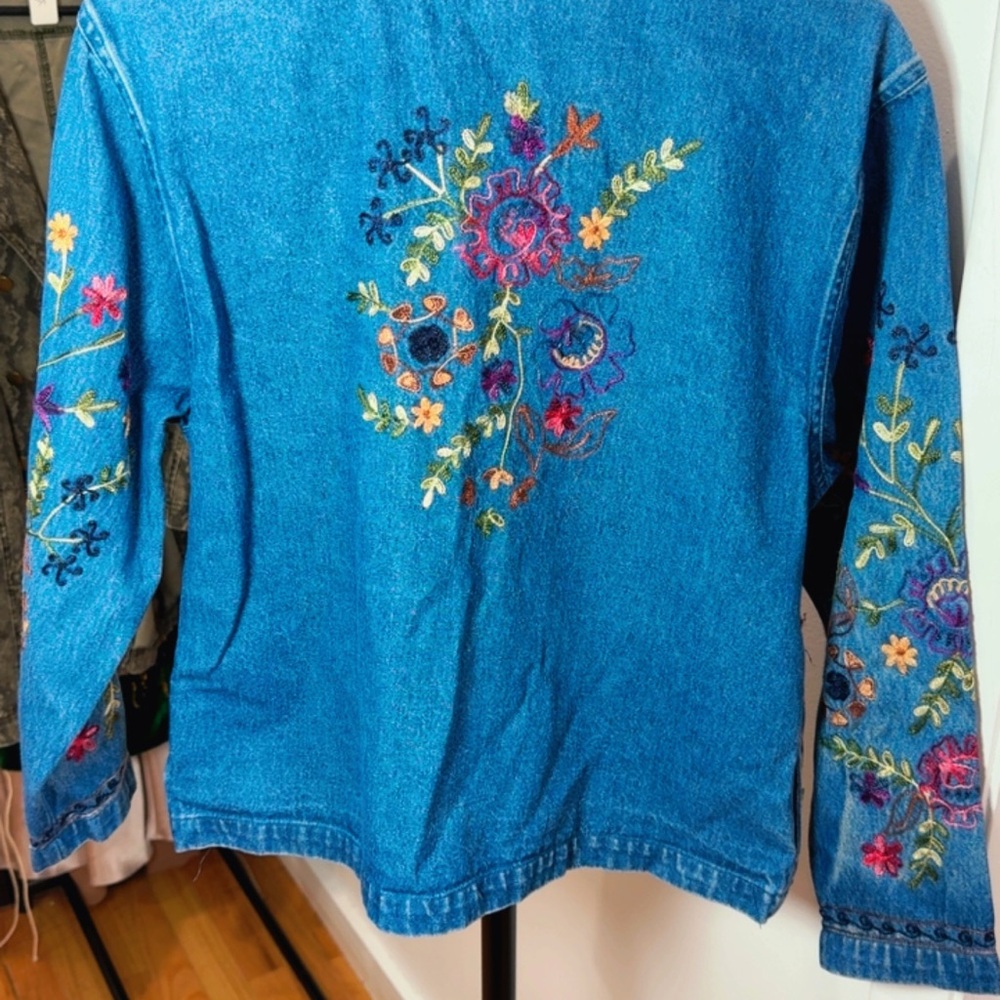 Scully Blue Floral Embroidered Jean Jacket - Picture 3 of 4